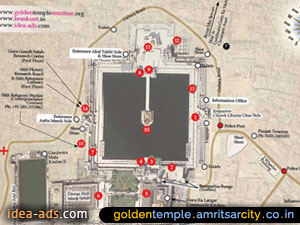Map of Places to Visit in Golden Temple Complex