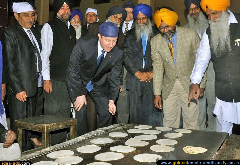 Prime Minister David Cameron visited the free kitchens india golden temple